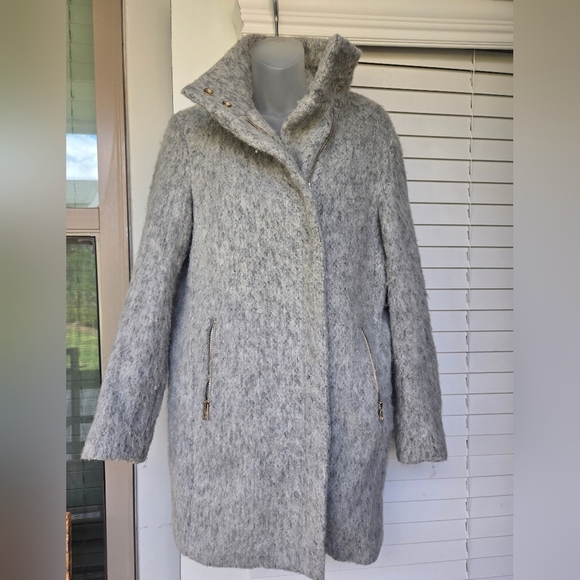 H&M Women's Wool Blend Zip Front Coat, Gray, Size 2 - Picture 13 of 15